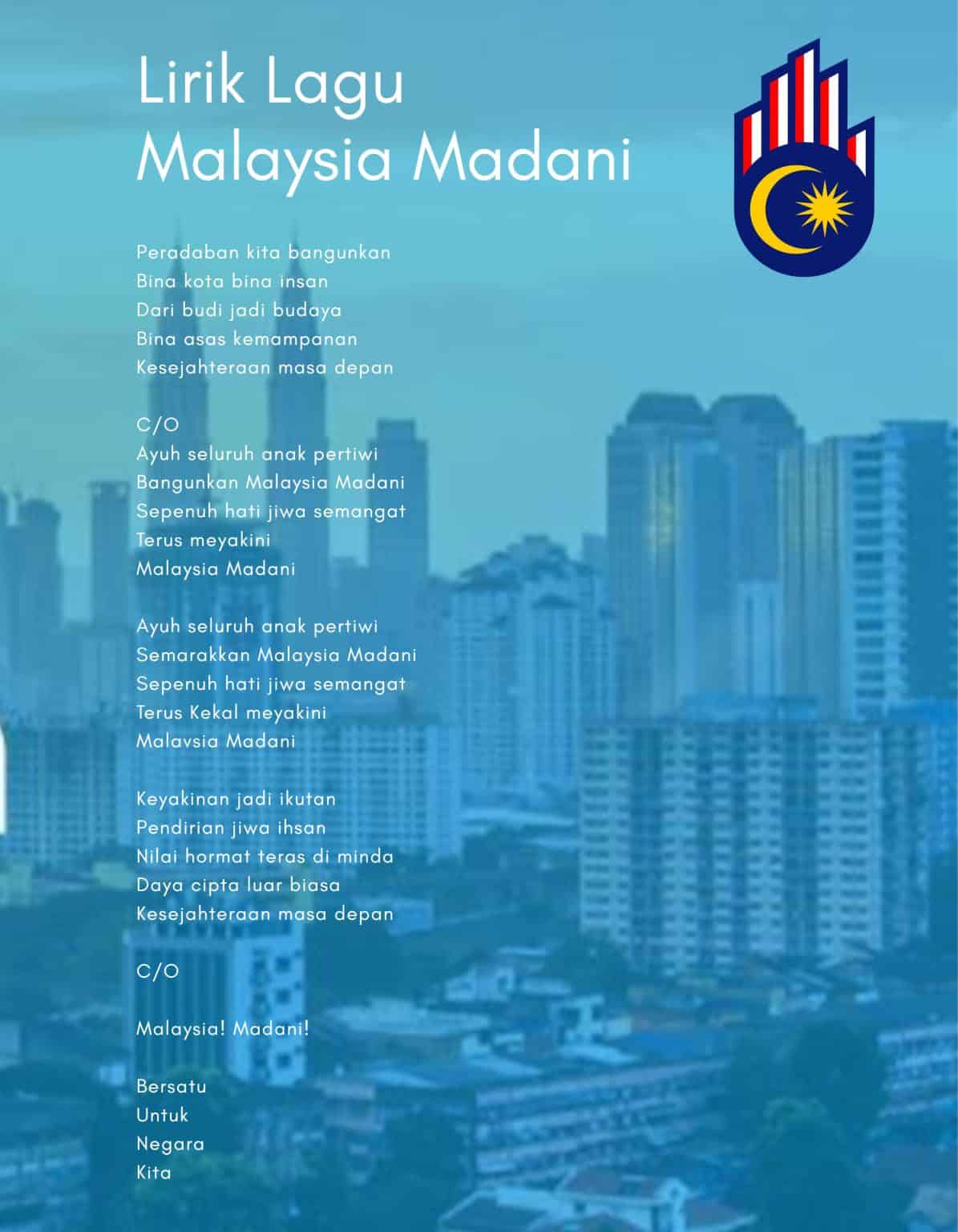 Lirik Lagu Malaysia Madani